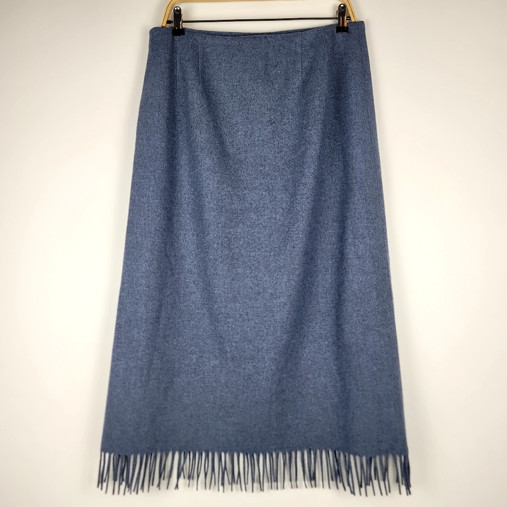 Pendleton %100 Virgin Wool Long Pencil Skirt with fringe hem size 14